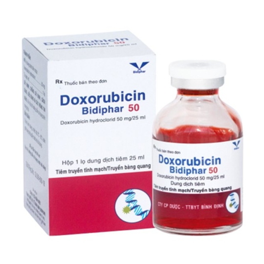Thuốc Doxorubicin Ebewe 50mg/25ml điều trị các khối u đặc, ung thư hệ tạo máu và hệ lympho
